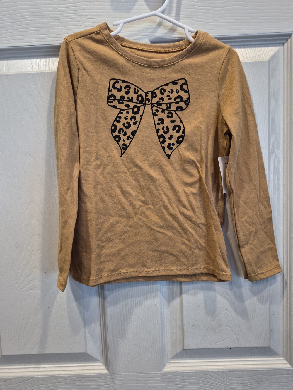 5/25 Garanimals Camel Long-Sleeve Tee with Leopard Bow Graphic
